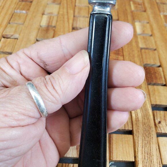 Vintage Bakelite-Handled Flatware Set – Elegant MCM Stainless Steel Black Handle - Picture 14 of 14